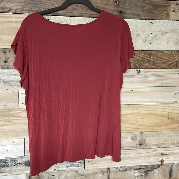 Tahari size XL rust color ruffle sleeve short viscose/spandex t-shirt - Picture 5 of 5
